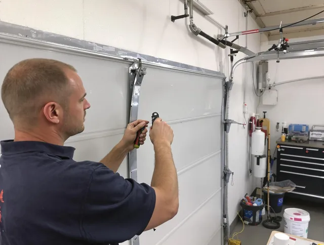 Before and after garage door dent repair by Marblehead Garage Door Repair in Marblehead