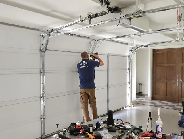Marblehead Garage Door Repair certified technician performing precision garage door repair in Marblehead