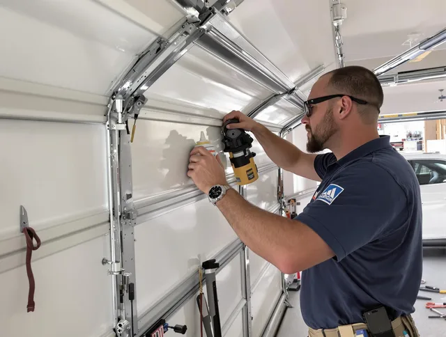 Marblehead Garage Door Repair technician quieting a noisy garage door in Marblehead