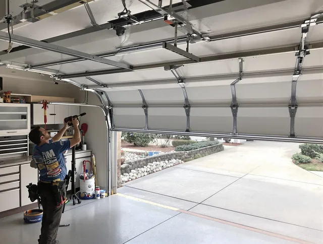 Garage door track repair service by Marblehead Garage Door Repair in Marblehead